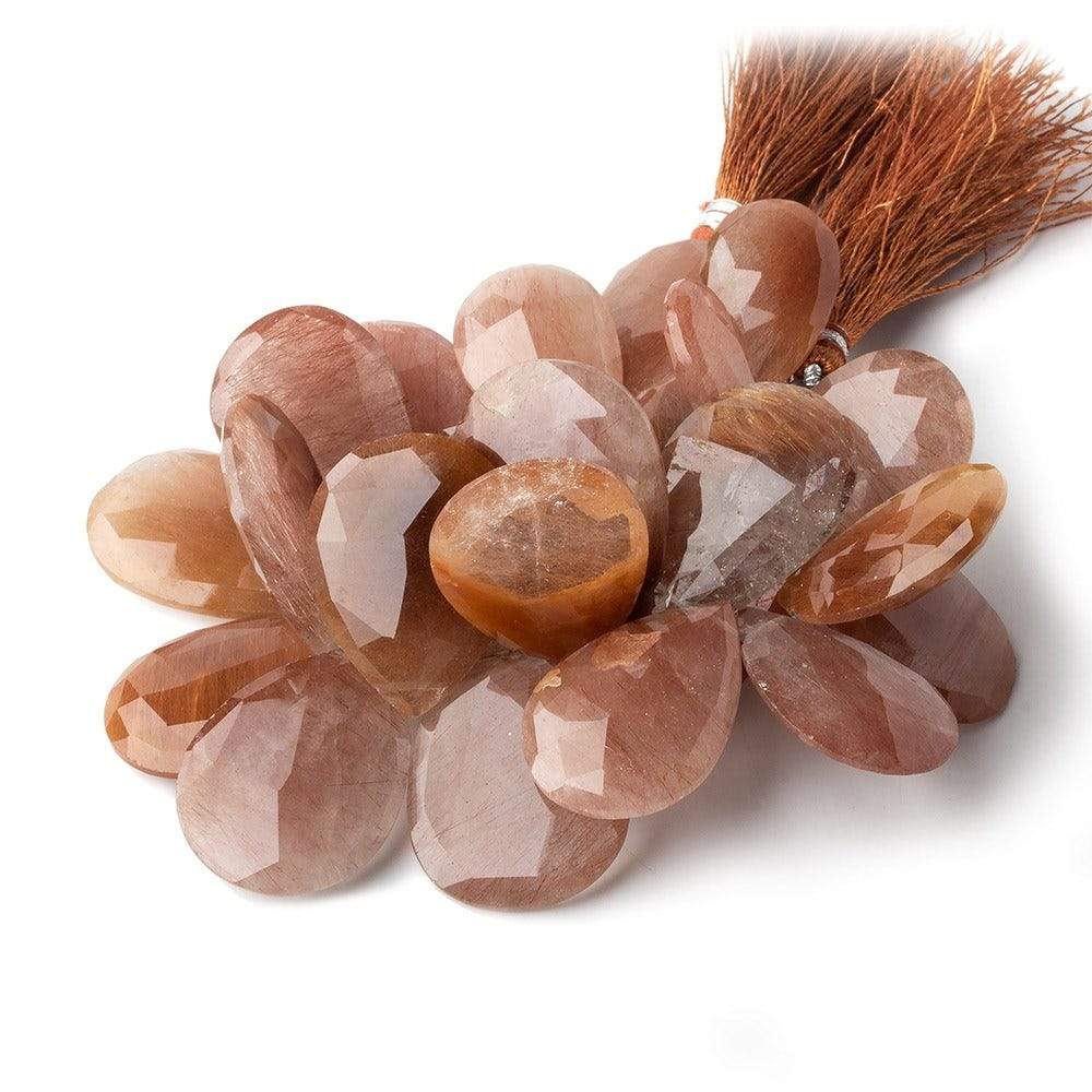 20x13mm - 28x20mm Rutilated Quartz Faceted Pear Briolettes 7.5 inch 27 beads