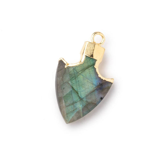 20x13mm Gold Leafed Labradorite Faceted Arrowhead Focal Pendant 1 piece