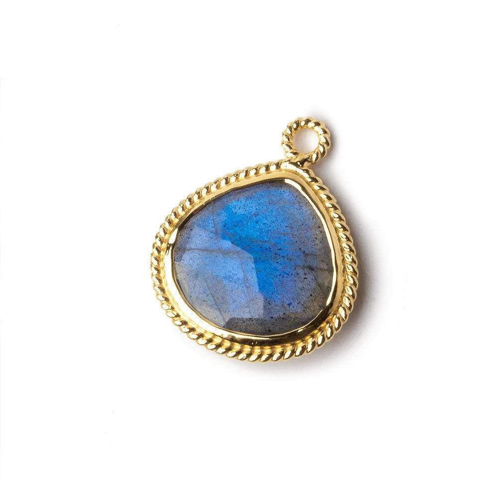 20x17mm Vermeil Rope Bezel Labradorite Faceted Heart Pendant 1 piece