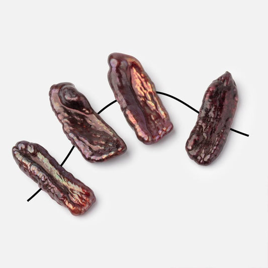 21-23mm Burgundy Side Drilled Biwa Focals Set of 4 pieces