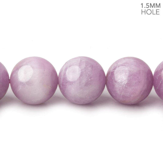 12mm Kunzite plain round beads 16 inch 34 pieces 1.5mm Large Hole AAA