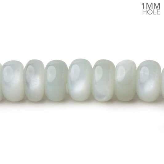 9.5mm Light Grey Moonstone plain rondelle beads 16 inch 76 pieces 1mm hole AA