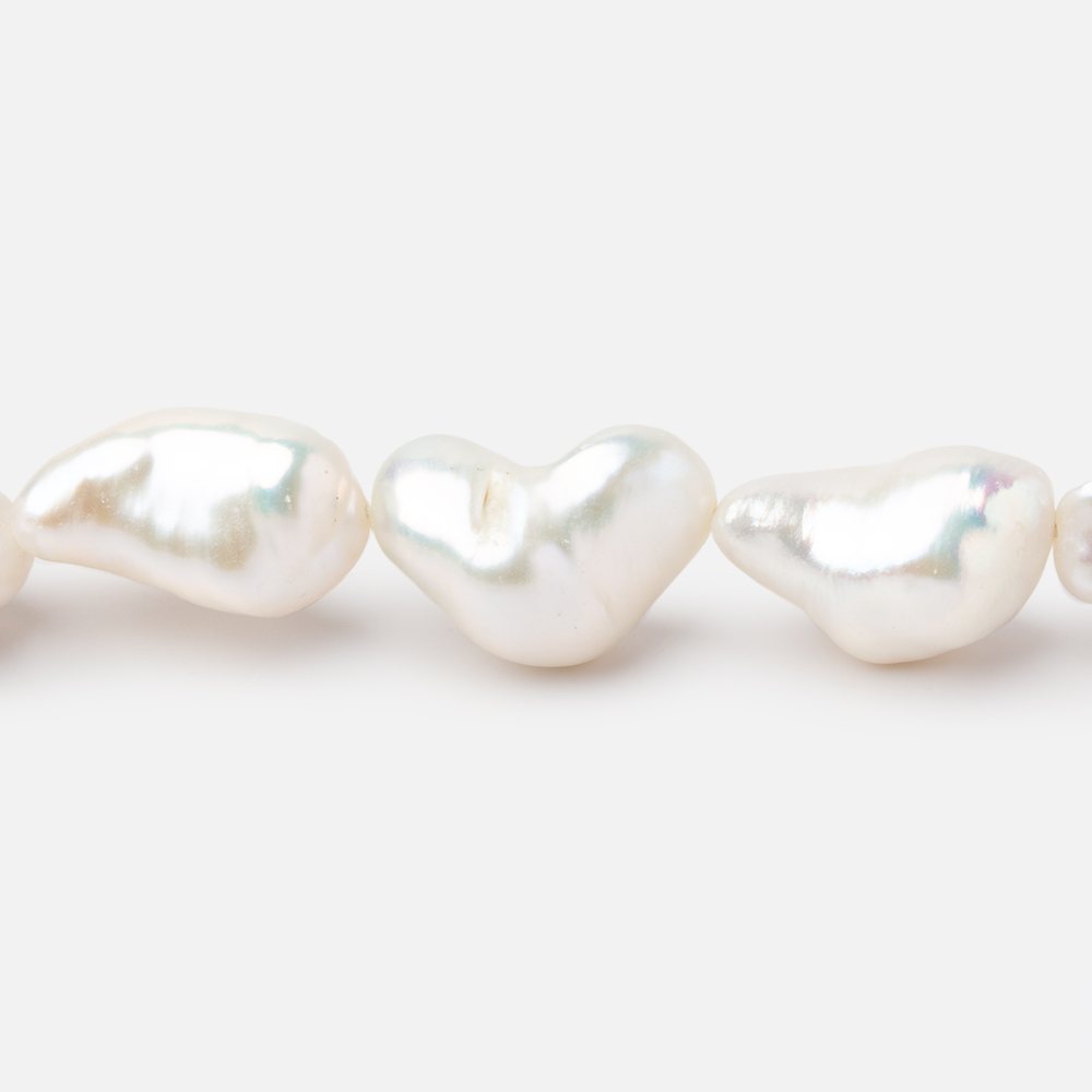 11x7-17x10mm White Straight Drilled Keshi Freshwater Pearls 16 inch 25 pieces