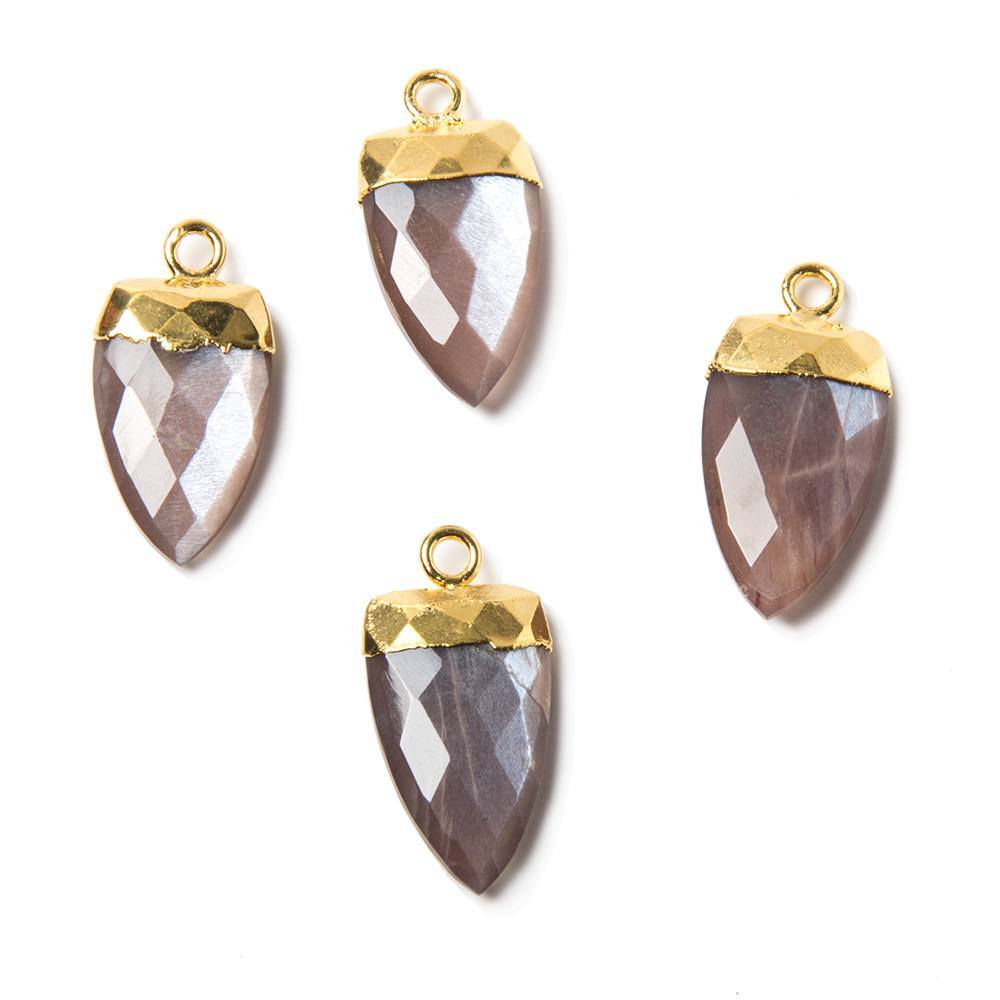 21x10mm Gold Leafed Chocolate Brown Moonstone Point Pendant 1 piece