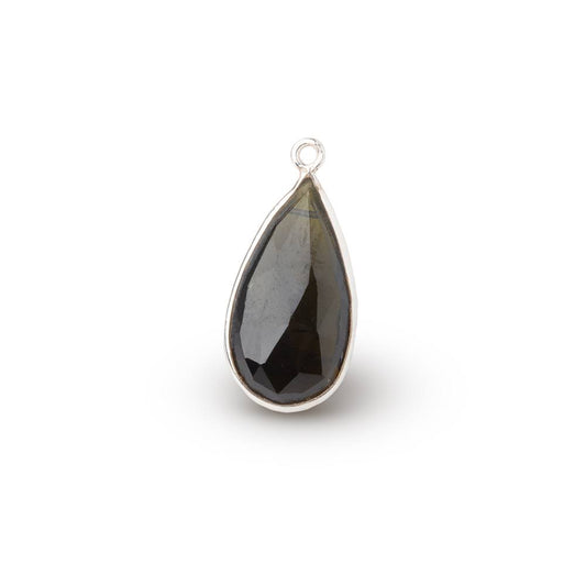 21x10mm Silver Bezel Green Tourmaline Faceted Pear Pendant 1 Piece