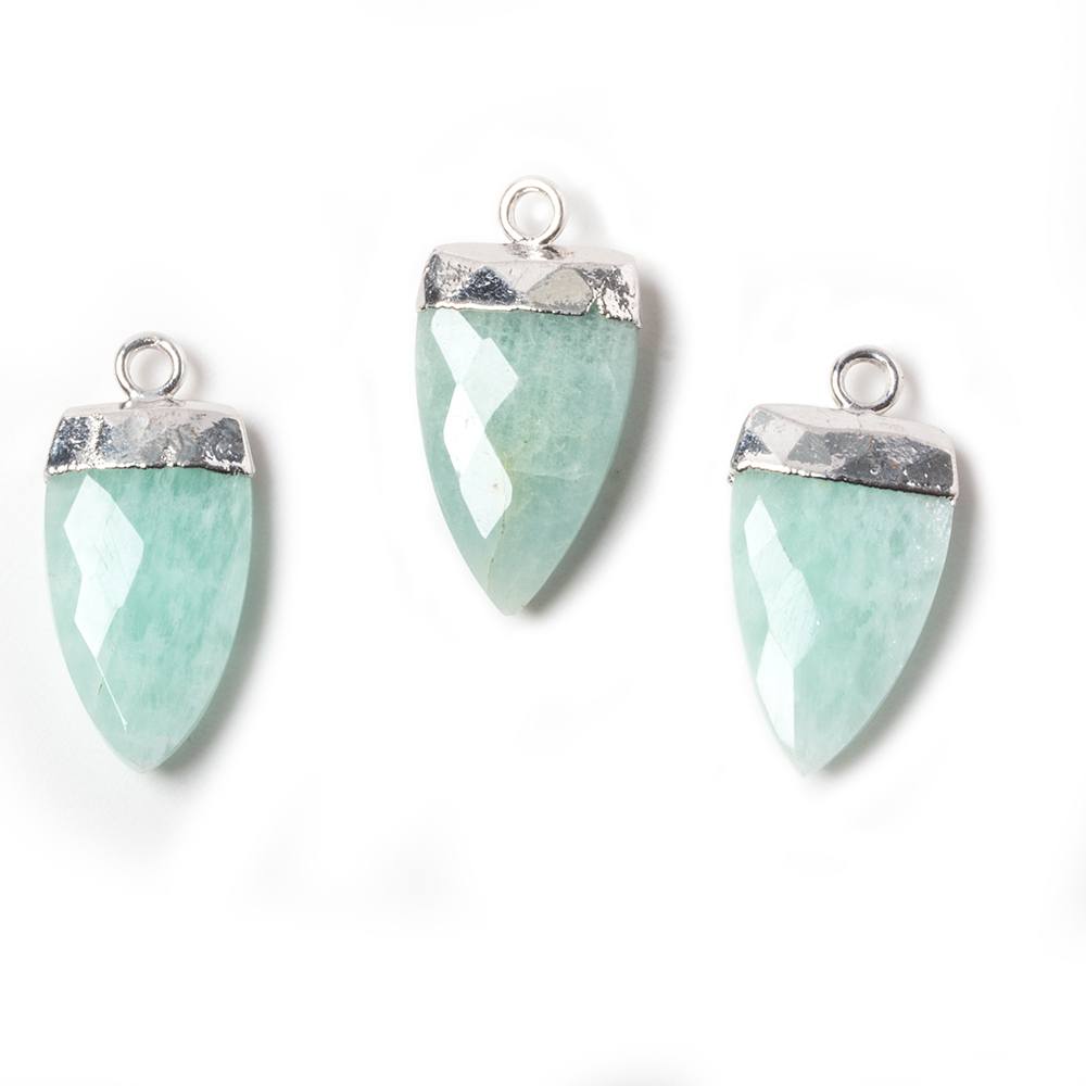 21x10mm Silver Leafed Amazonite faceted Point Pendant 1 piece