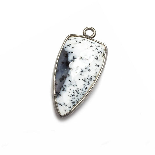 21x11mm Black Gold Bezel Dendritic Opal faceted point 1 focal bead