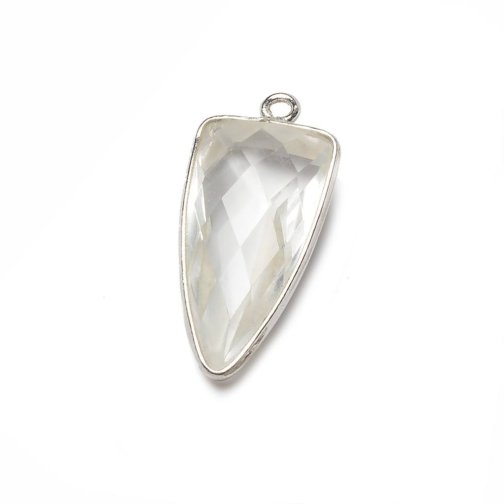 21x11mm Silver Bezel Crystal Quartz faceted point 1 focal bead