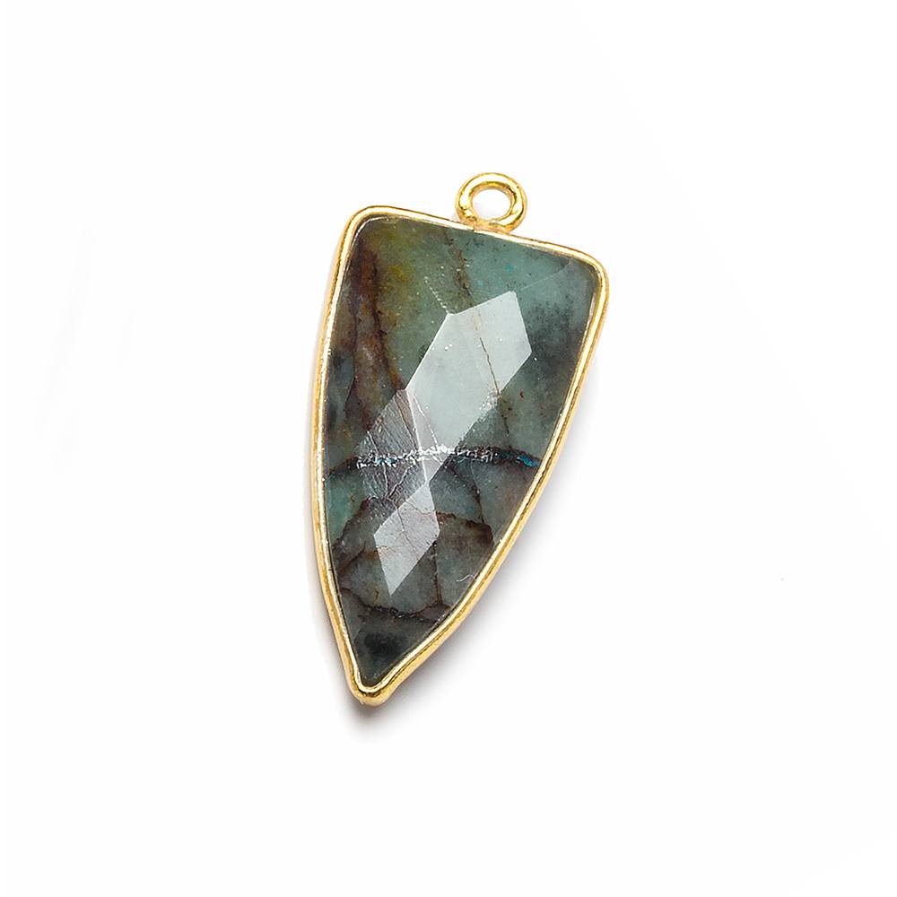 21x11mm Vermeil Bezel Chrysocolla faceted point 1 focal bead