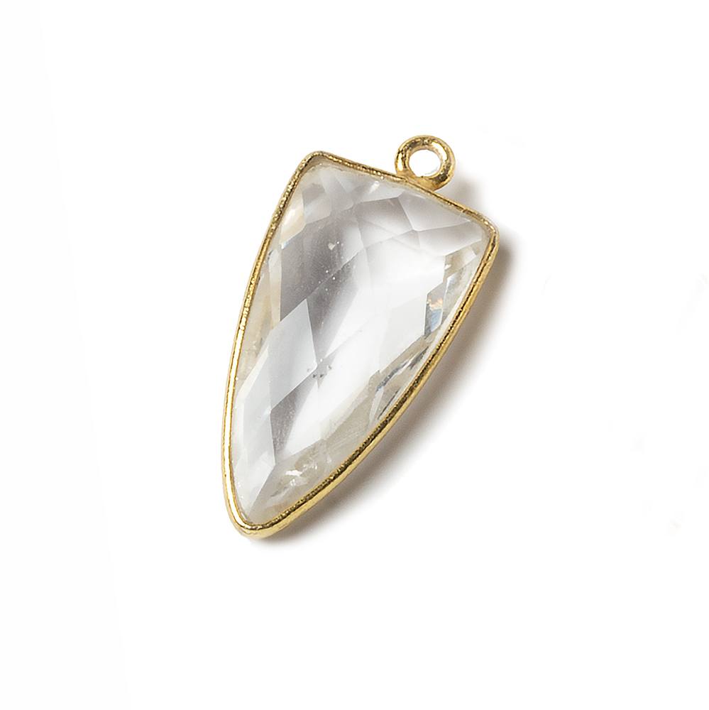 21x11mm Vermeil Bezel Crystal Quartz faceted point 1 focal bead
