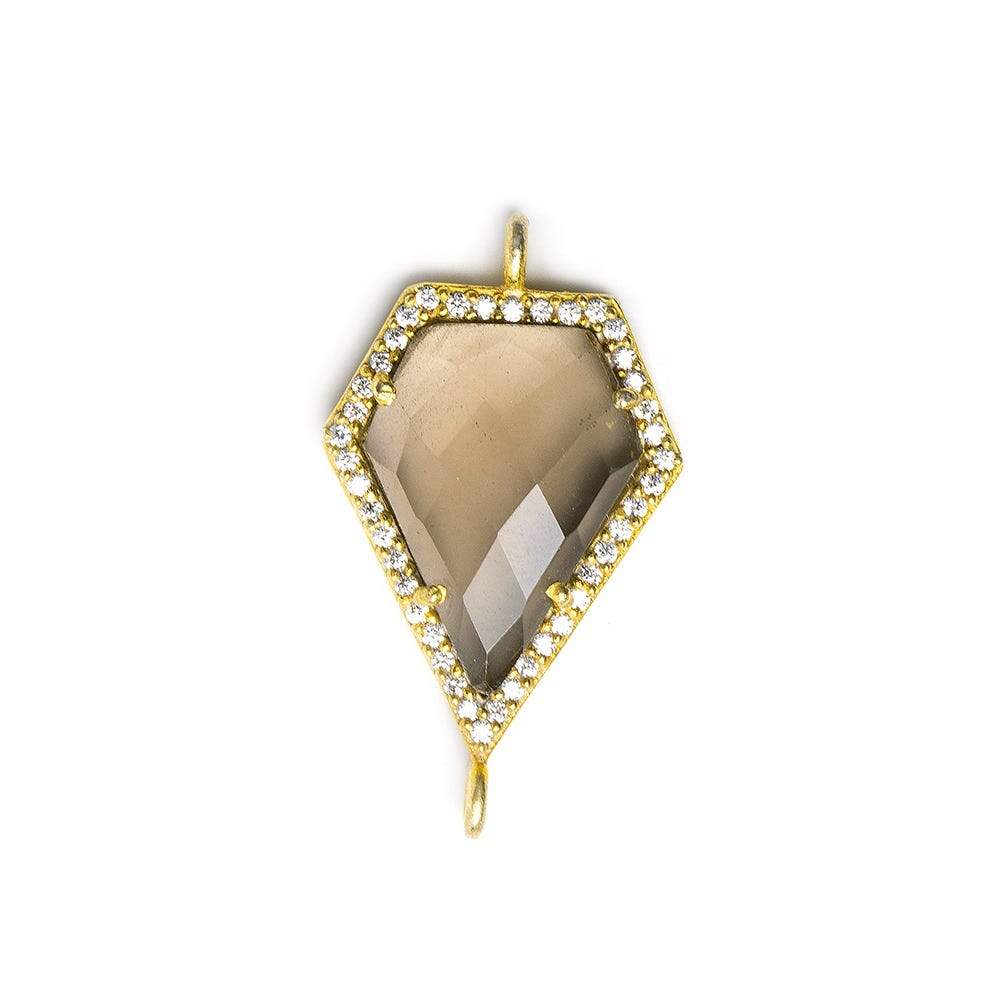 21x15mm Vermeil CZ Bezel & Smoky Quartz Modified Shield Connector 1 piece