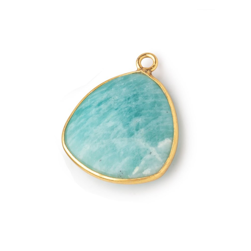 21x21mm Vermeil Bezel Amazonite Plain Triangle Pendant 1 Focal Bead