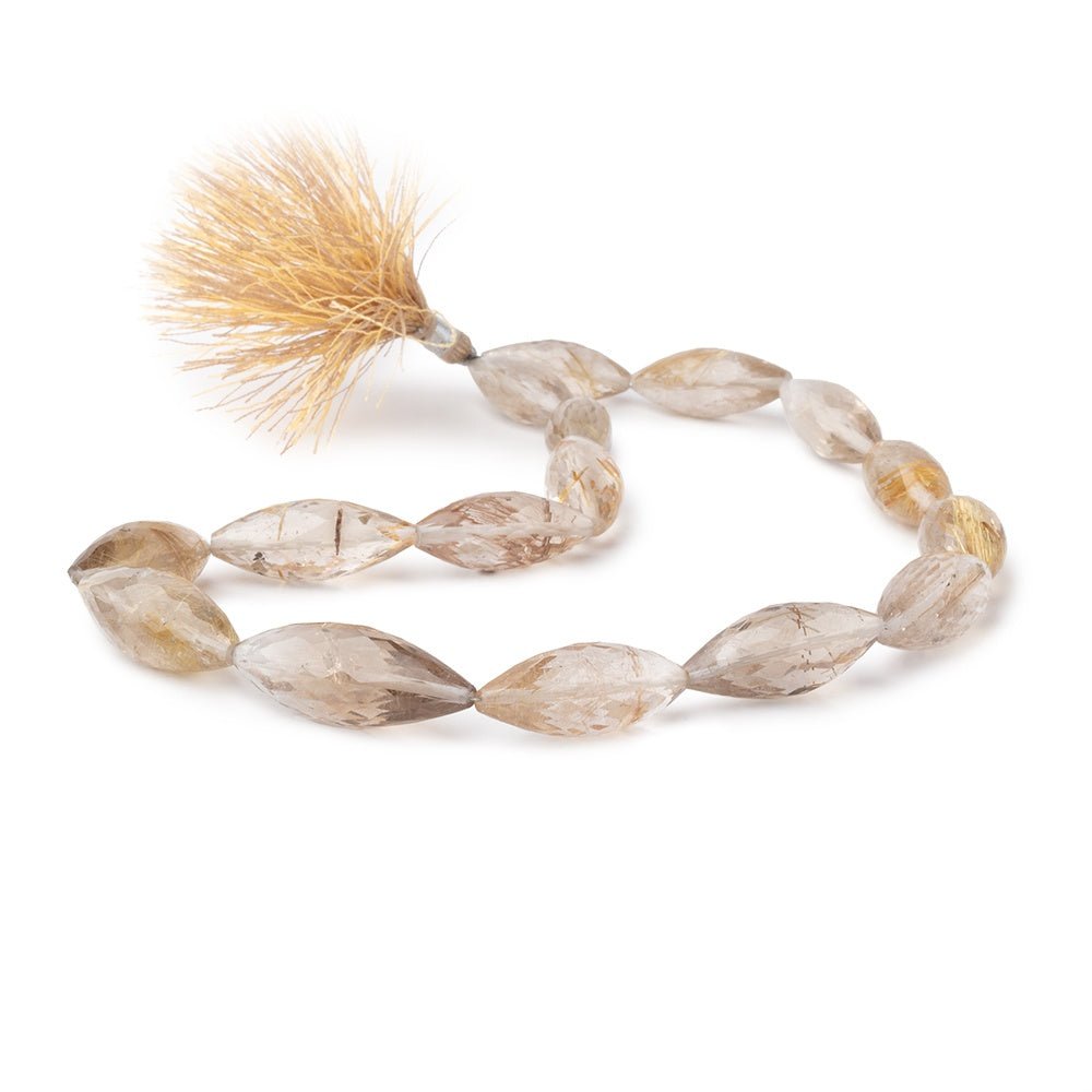 21x9-35x12mm Rutilated Quartz Faceted Marquise Beads 16 inch 16 pieces AA