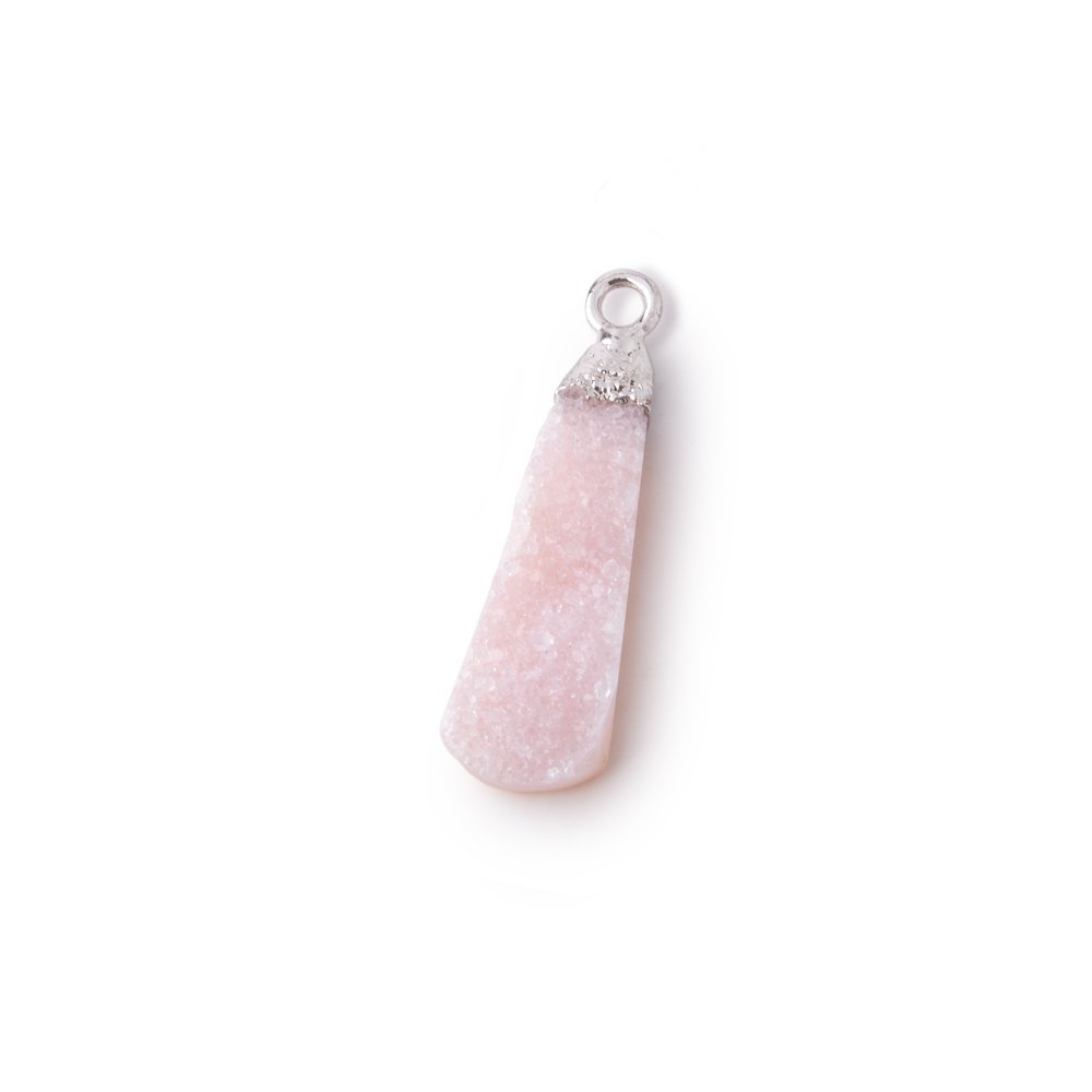 22-24mm Silver Leafed Pink Drusy Pear Pendant 1 focal piece