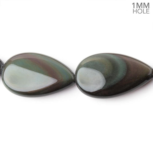 Rainbow Obsidian Plain Pear 16 inch 18 Beads 1mm Hole AAA