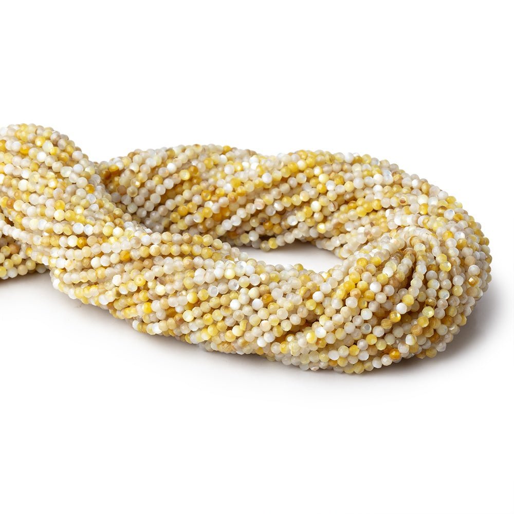 2.2mm Golden Mother of Pearl Shell Micro Faceted Rounds 12.5 inch 150 Beads
