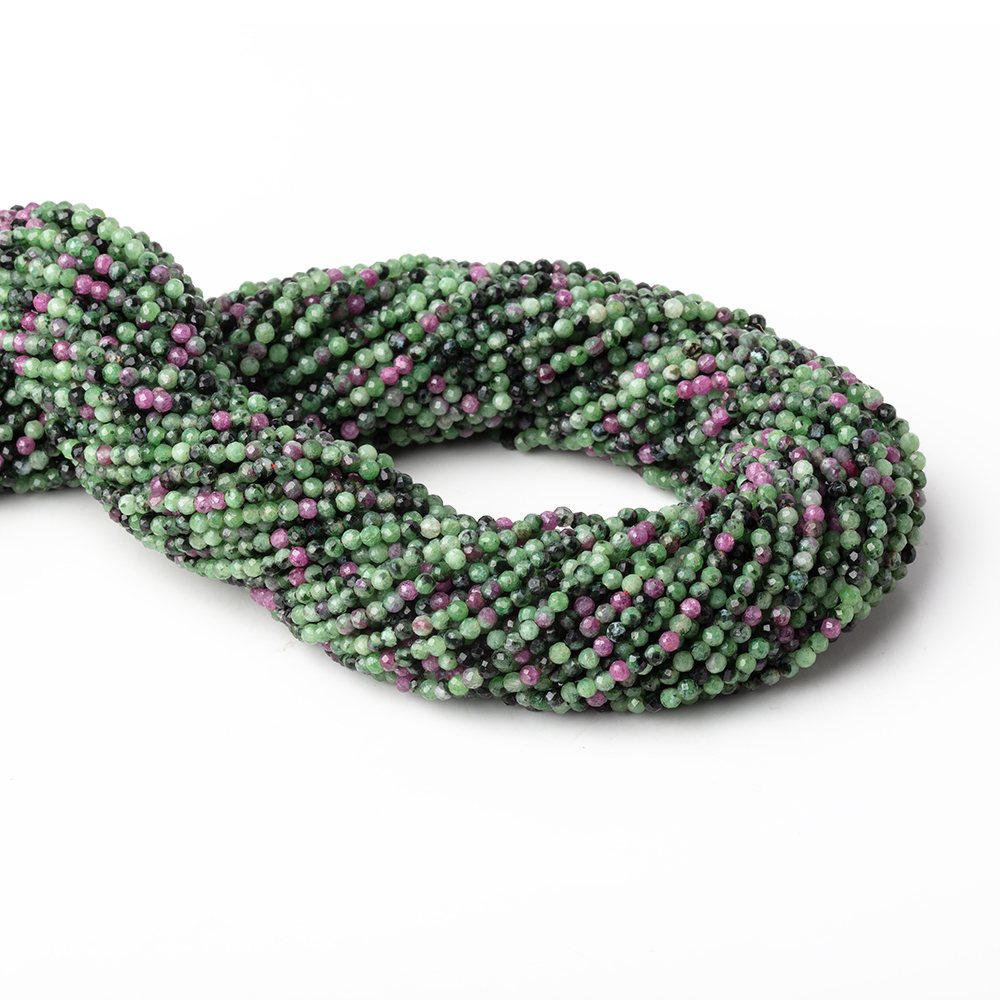 2.2mm Ruby in Zoisite Micro Faceted Round Beads 12.5 inch 150 pieces