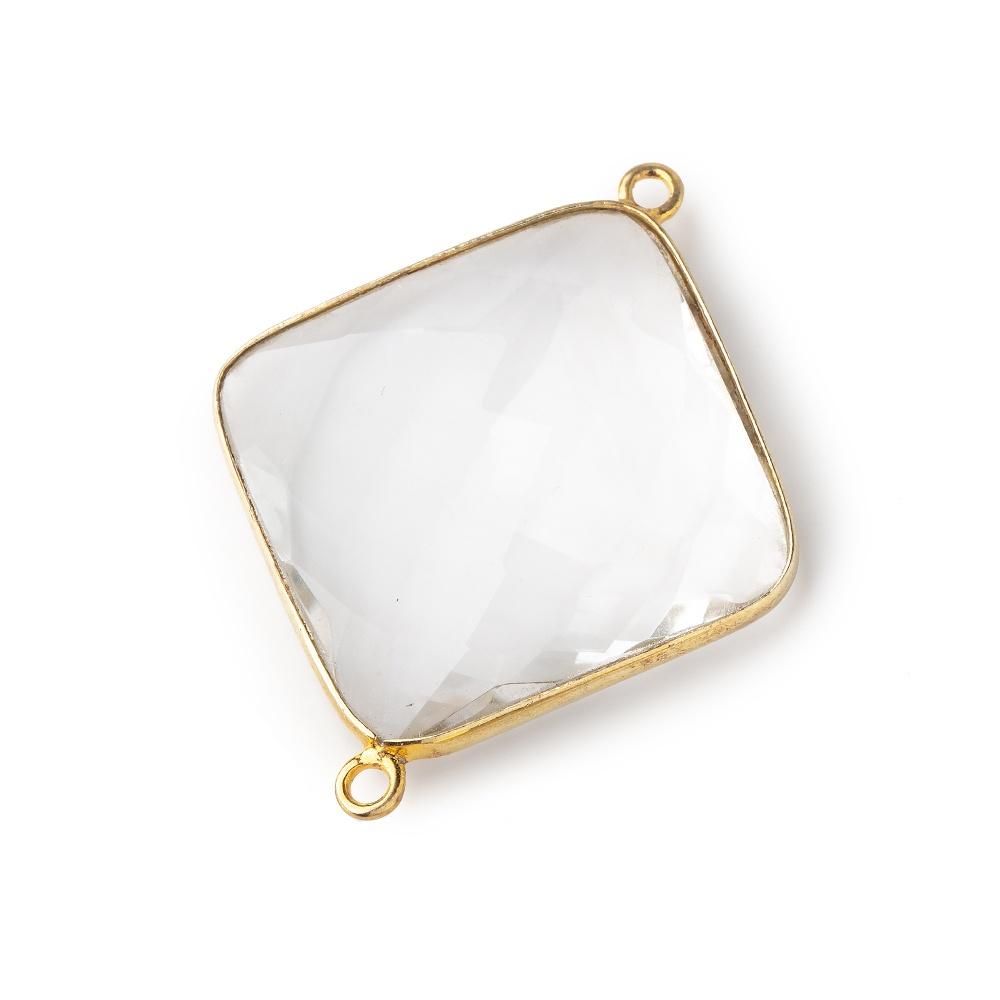 22mm Vermeil Bezeled Crystal Quartz Faceted Pillow Connector 1 piece