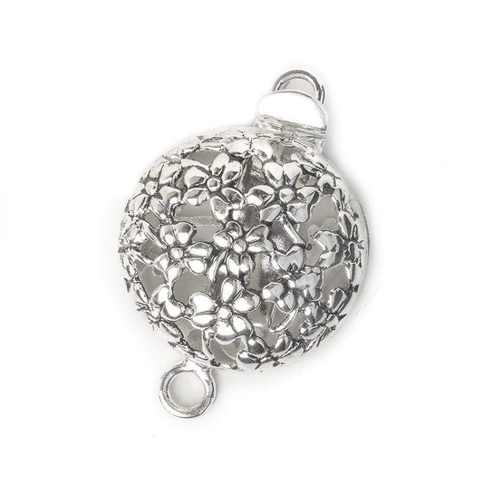 23mm Antiqued Sterling Silver Box Clasp Floral Design 1 piece