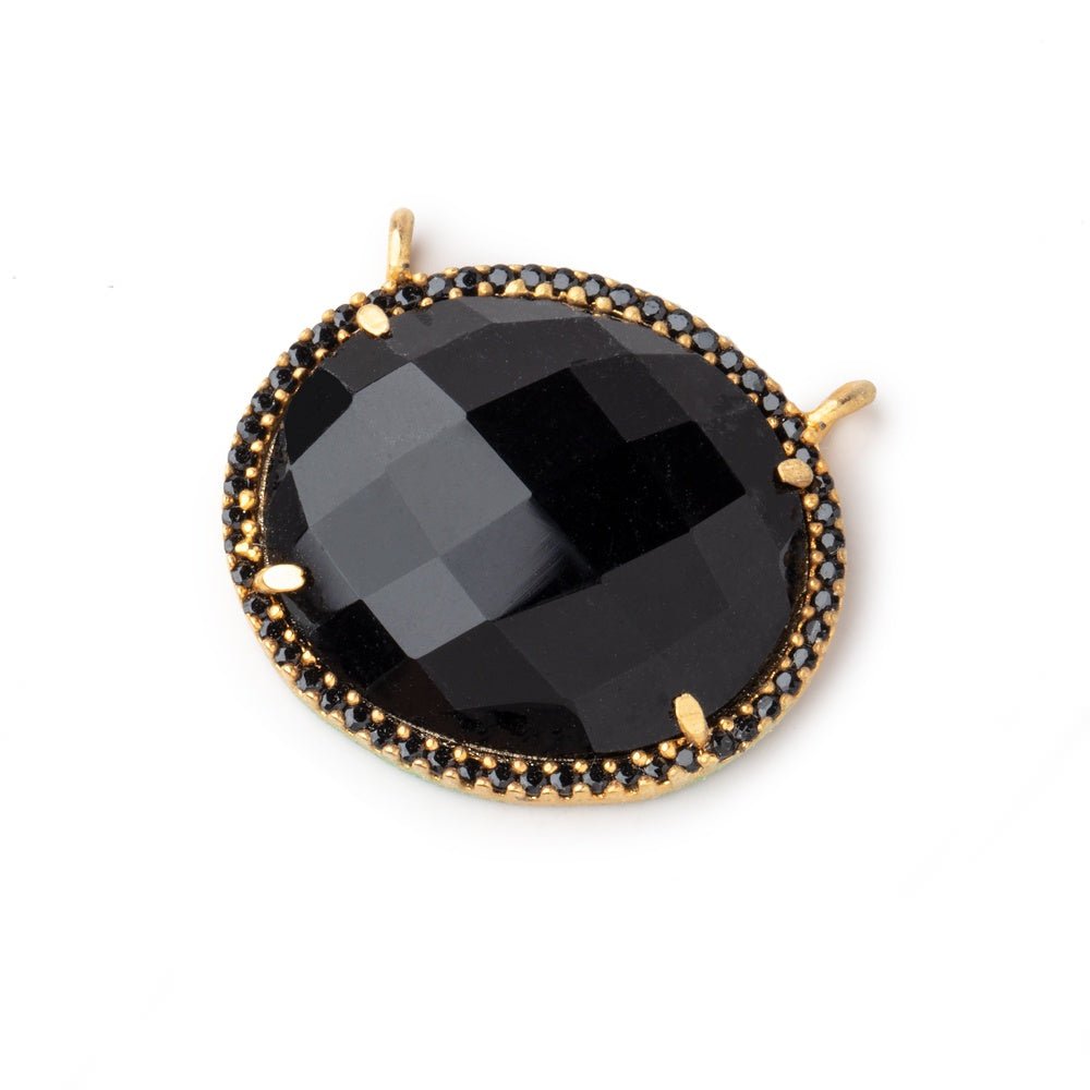 23x20mm Vermeil & Black CZ Bezel Black Chalcedony Oval Connector 1 Focal Bead