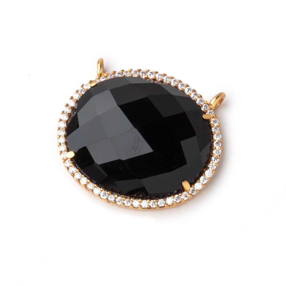 23x20mm Vermeil CZ Bezel Black Chalcedony Oval Connector 1 Focal Bead