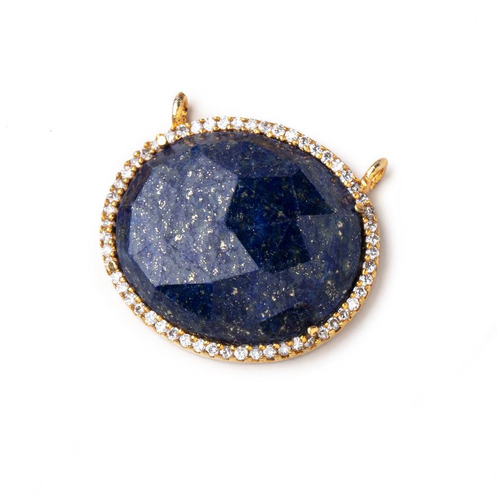 23x20mm Vermeil CZ Bezel Lapis Lazuli Oval Connector 1 Focal Bead