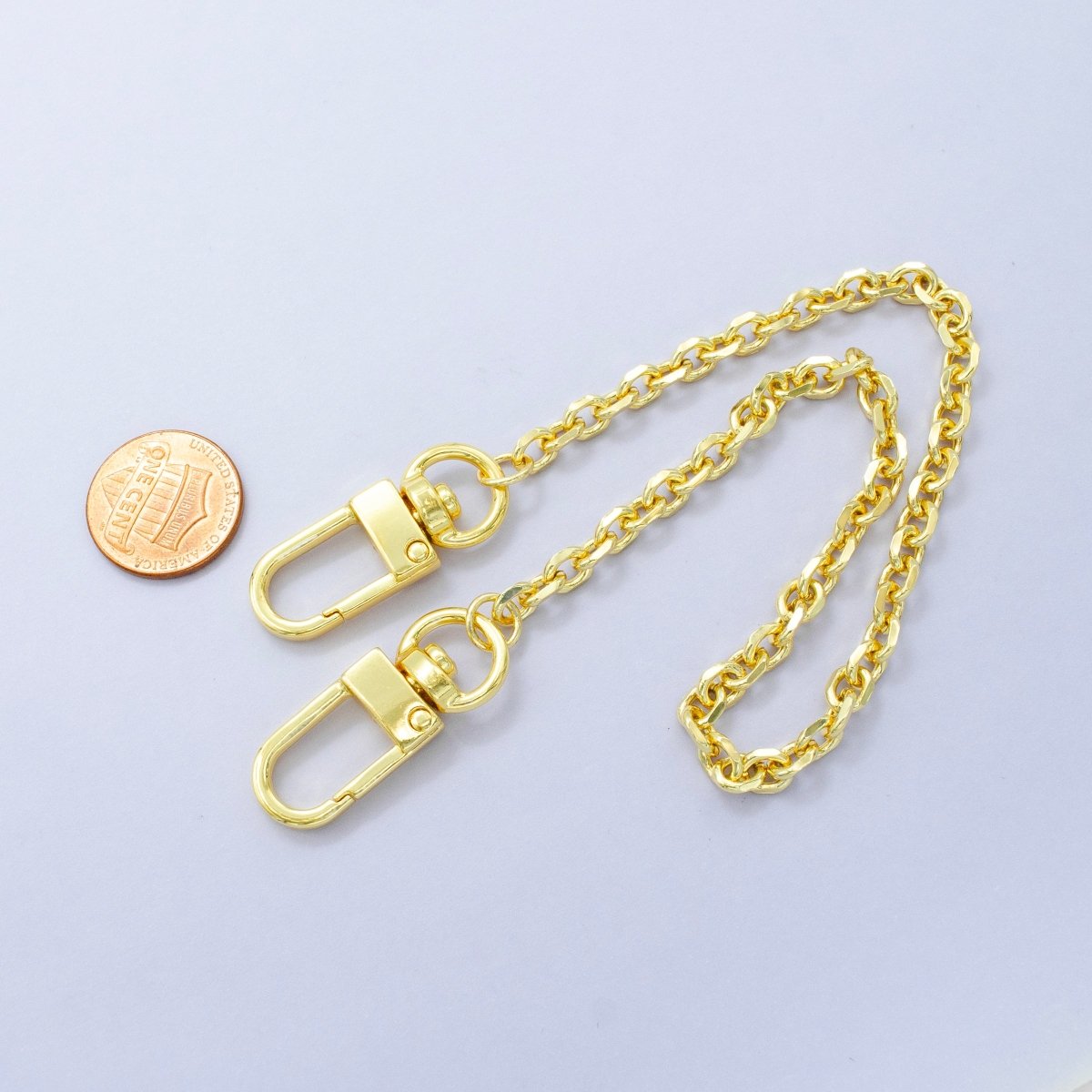 24K Gold Filled 11.5-Inch Edged Cable Chain Bag Purse Charm Swivel Keychain Findings | WA-2943