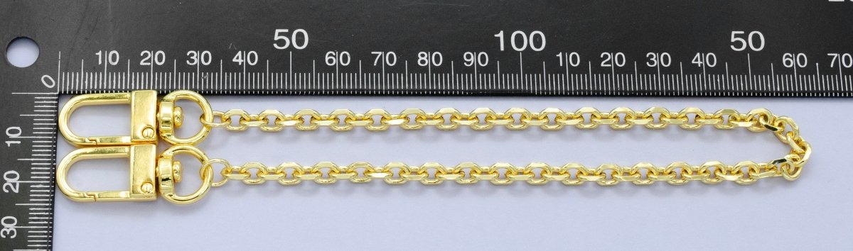 24K Gold Filled 11.5-Inch Edged Cable Chain Bag Purse Charm Swivel Keychain Findings | WA-2943