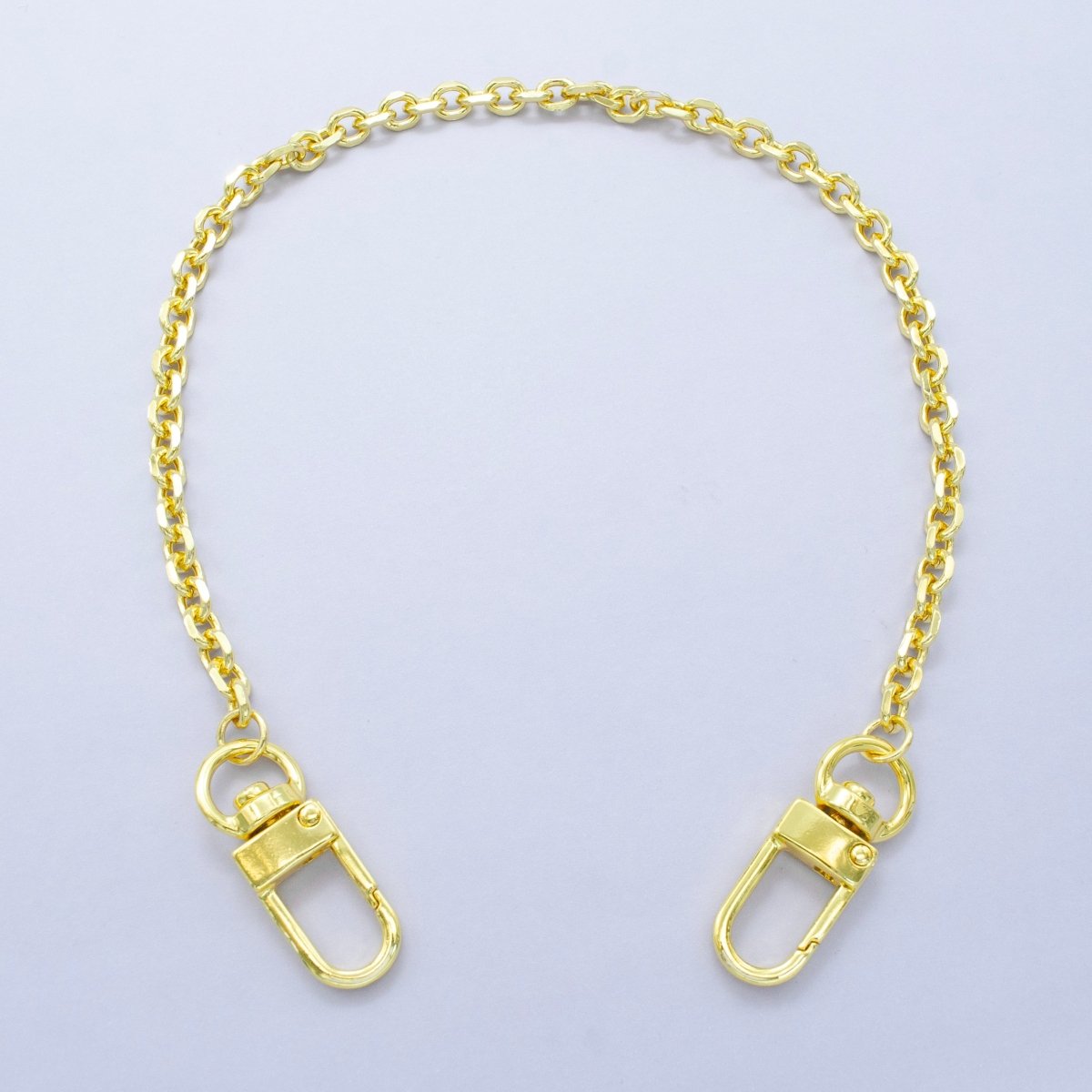 24K Gold Filled 11.5-Inch Edged Cable Chain Bag Purse Charm Swivel Keychain Findings | WA-2943