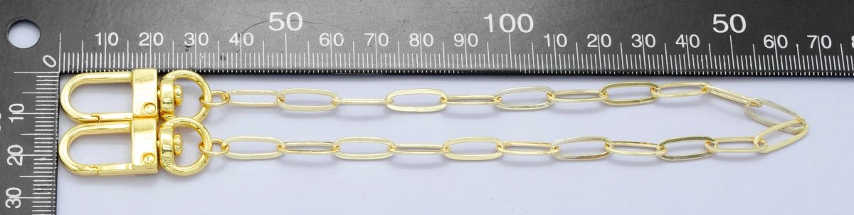 24K Gold Filled 11.5-Inch Paperclip Chain Bag Purse Charm Swivel Keychain Findings | WA-2916