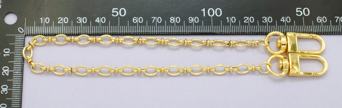 24K Gold Filled 12.5-Inch Oval Link Chain Bag Purse Charm Swivel Keychain Finding | WA-2764