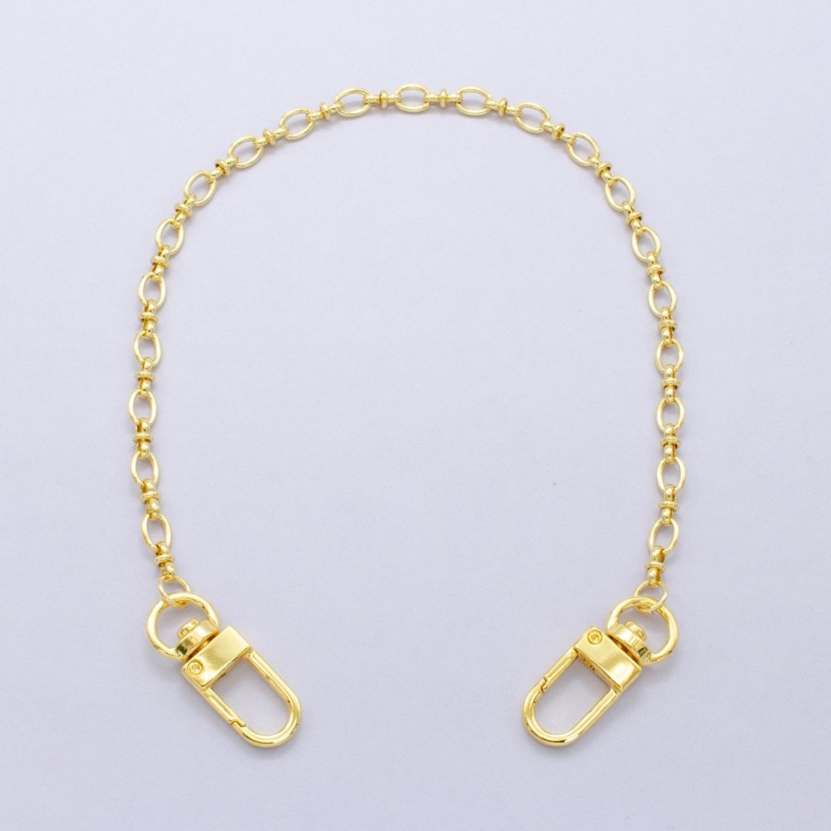 24K Gold Filled 12.5-Inch Oval Link Chain Bag Purse Charm Swivel Keychain Finding | WA-2764