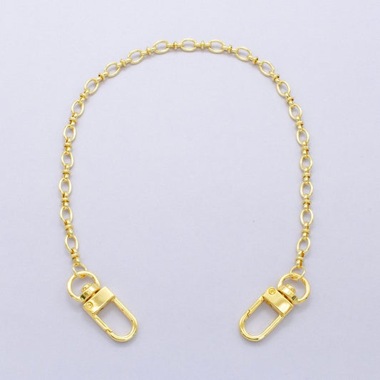 24K Gold Filled 12.5-Inch Oval Link Chain Bag Purse Charm Swivel Keychain Finding | WA-2764