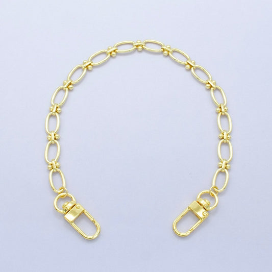 24K Gold Filled 12.5-Inch Oval Paperclip Link Chain Bag Purse Charm Swivel Keychain Findings | WA-2761