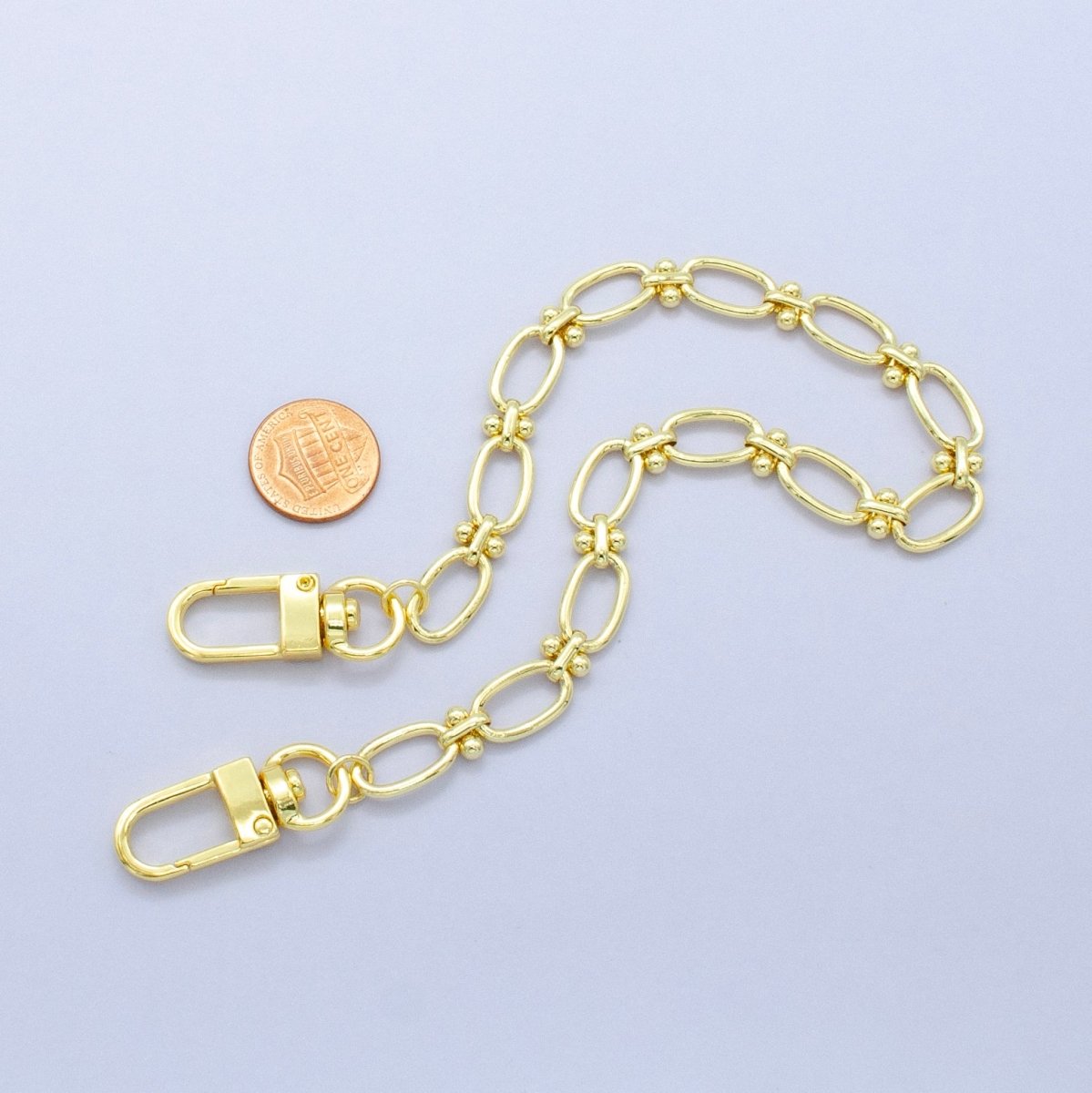 24K Gold Filled 12.5-Inch Oval Paperclip Link Chain Bag Purse Charm Swivel Keychain Findings | WA-2761