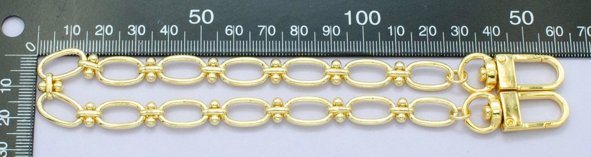 24K Gold Filled 12.5-Inch Oval Paperclip Link Chain Bag Purse Charm Swivel Keychain Findings | WA-2761