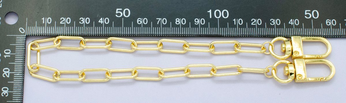 24K Gold Filled 12.5-Inch Paperclip Chain Bag Purse Charm Swivel Keychain Findings | WA-2760