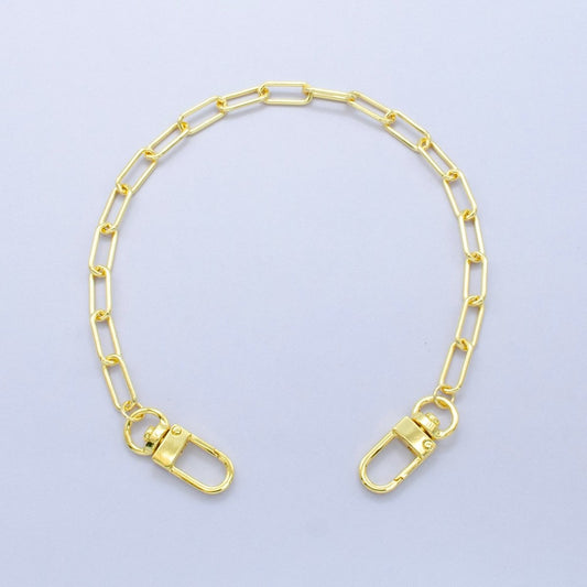 24K Gold Filled 12.5-Inch Paperclip Chain Bag Purse Charm Swivel Keychain Findings | WA-2760