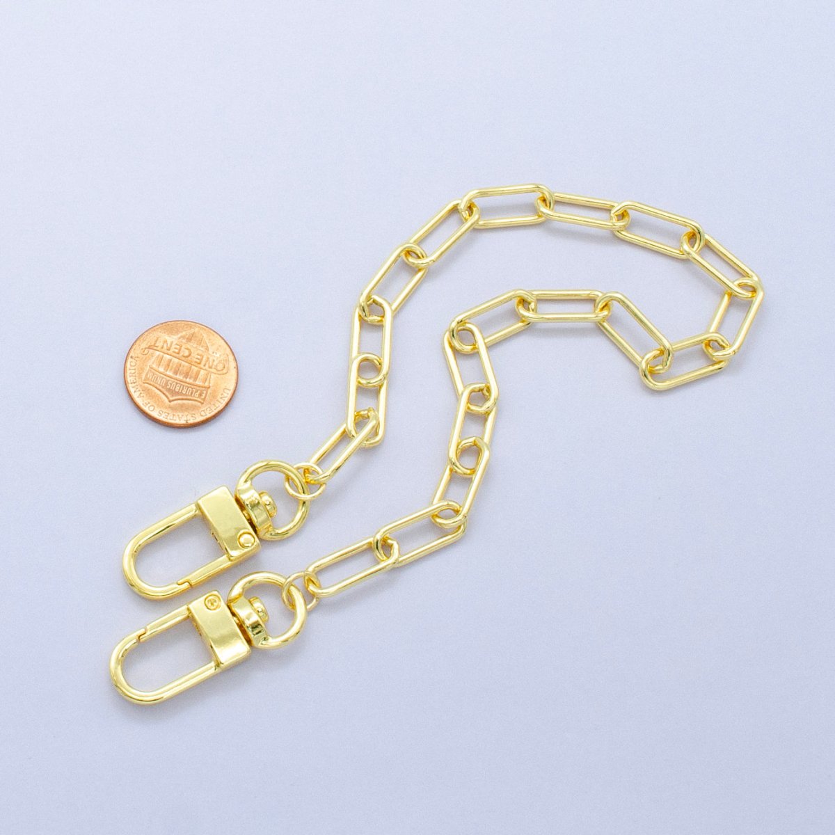 24K Gold Filled 12.5-Inch Paperclip Chain Bag Purse Charm Swivel Keychain Findings | WA-2760
