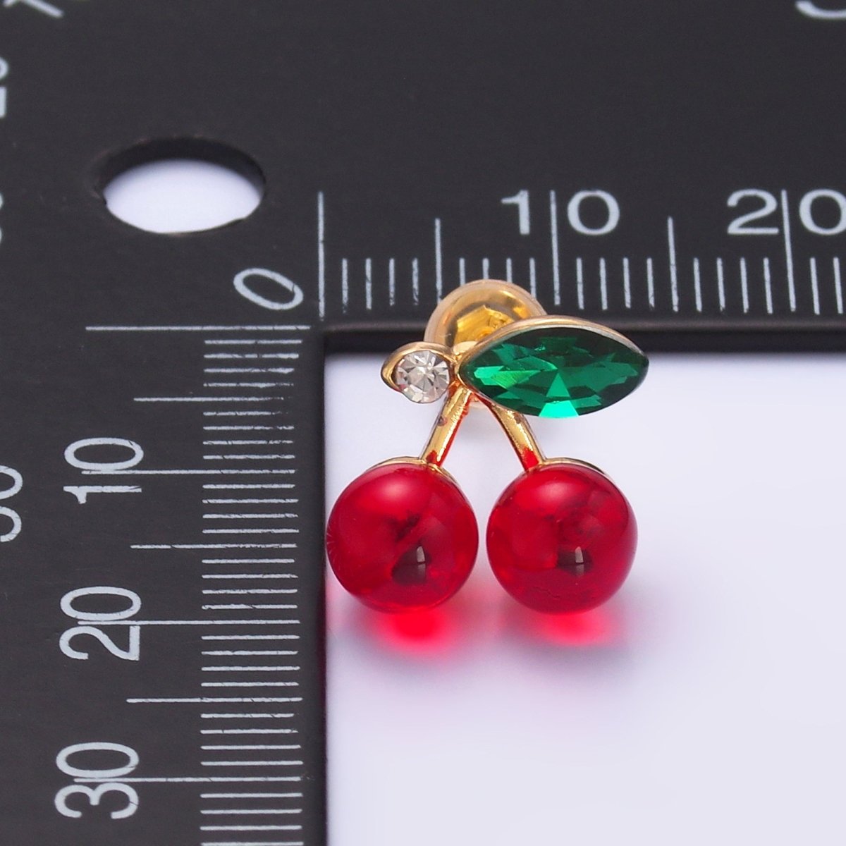 24K Gold Filled 13mm CZ Cherry Fruit Stud Earrings | AB720