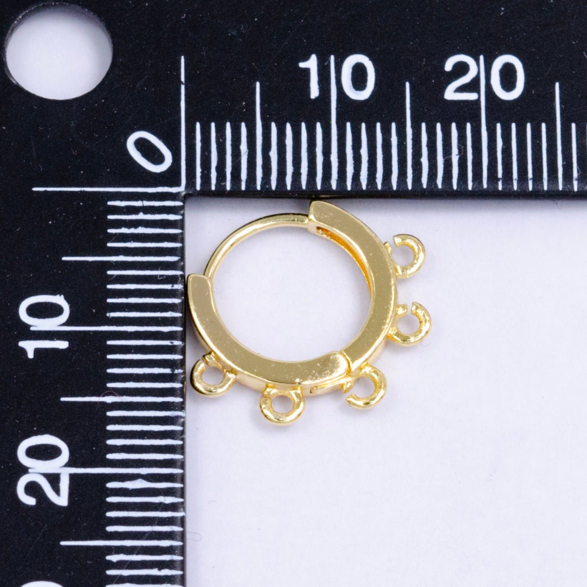 24K Gold Filled 14mm Minimalist Five Open Loop Drop Huggie Earring Findings | Z1024