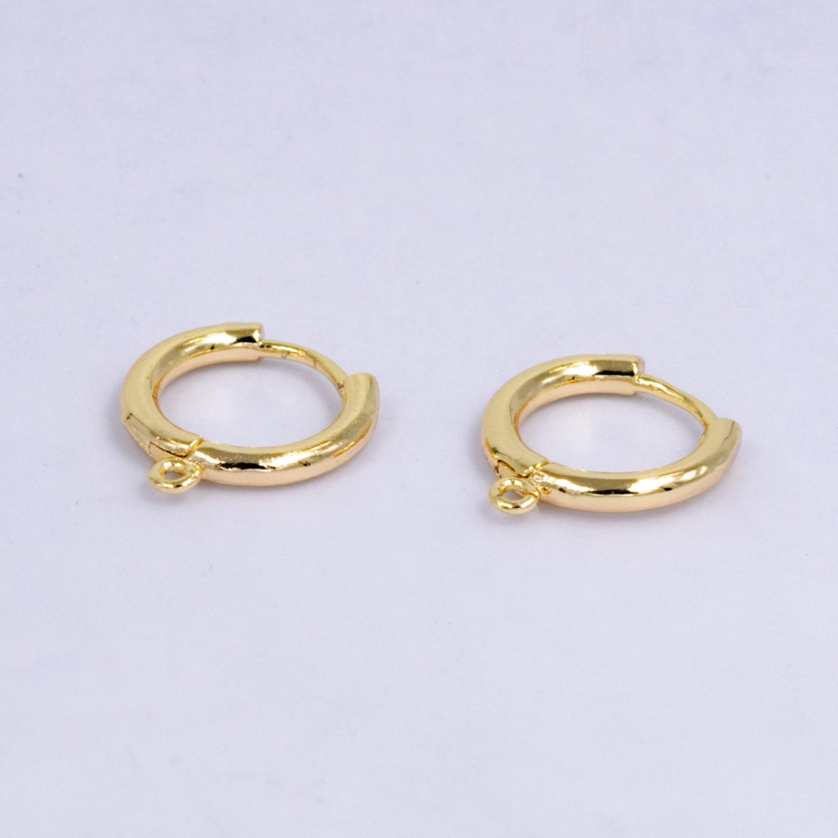 24K Gold Filled 14mm Minimalist Open Loop Drop Huggie Earring Findings | Z1023