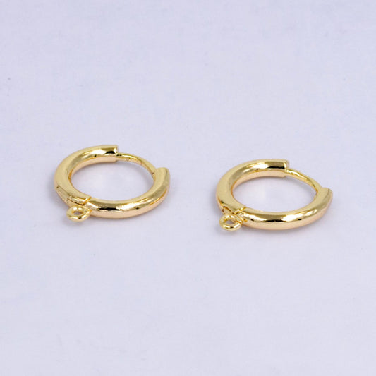 24K Gold Filled 14mm Minimalist Open Loop Drop Huggie Earring Findings | Z1023