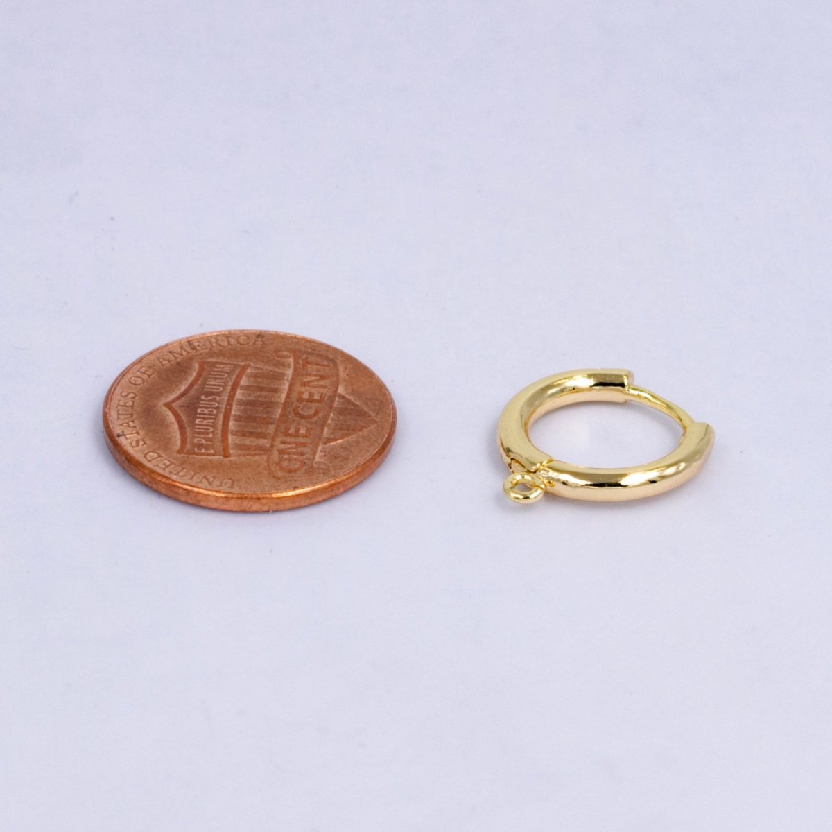24K Gold Filled 14mm Minimalist Open Loop Drop Huggie Earring Findings | Z1023