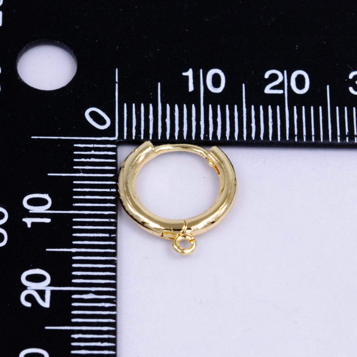 24K Gold Filled 14mm Minimalist Open Loop Drop Huggie Earring Findings | Z1023