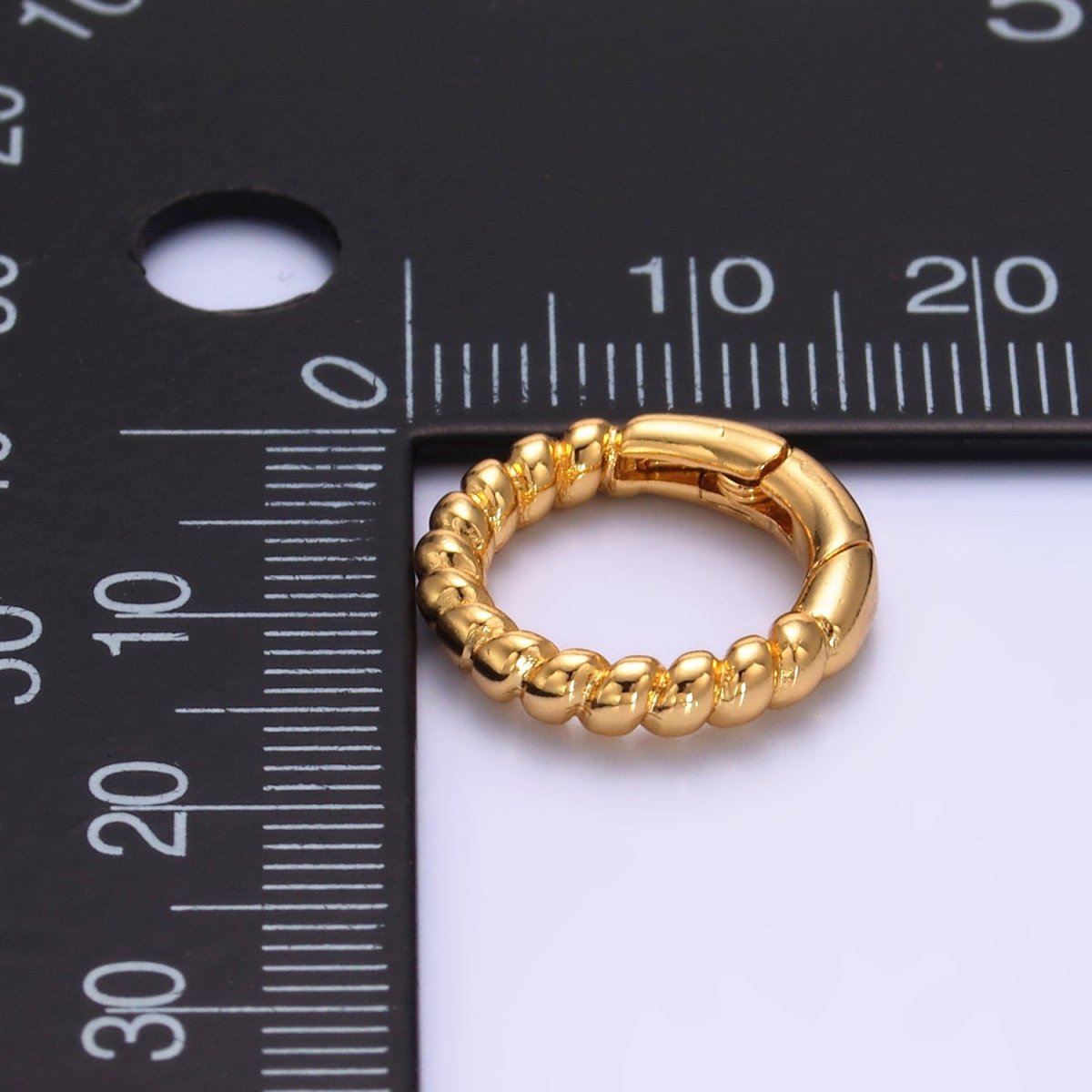 24K Gold Filled 15.5mm Beaded Bubble Push Round Spring Gate Finding | Z1020