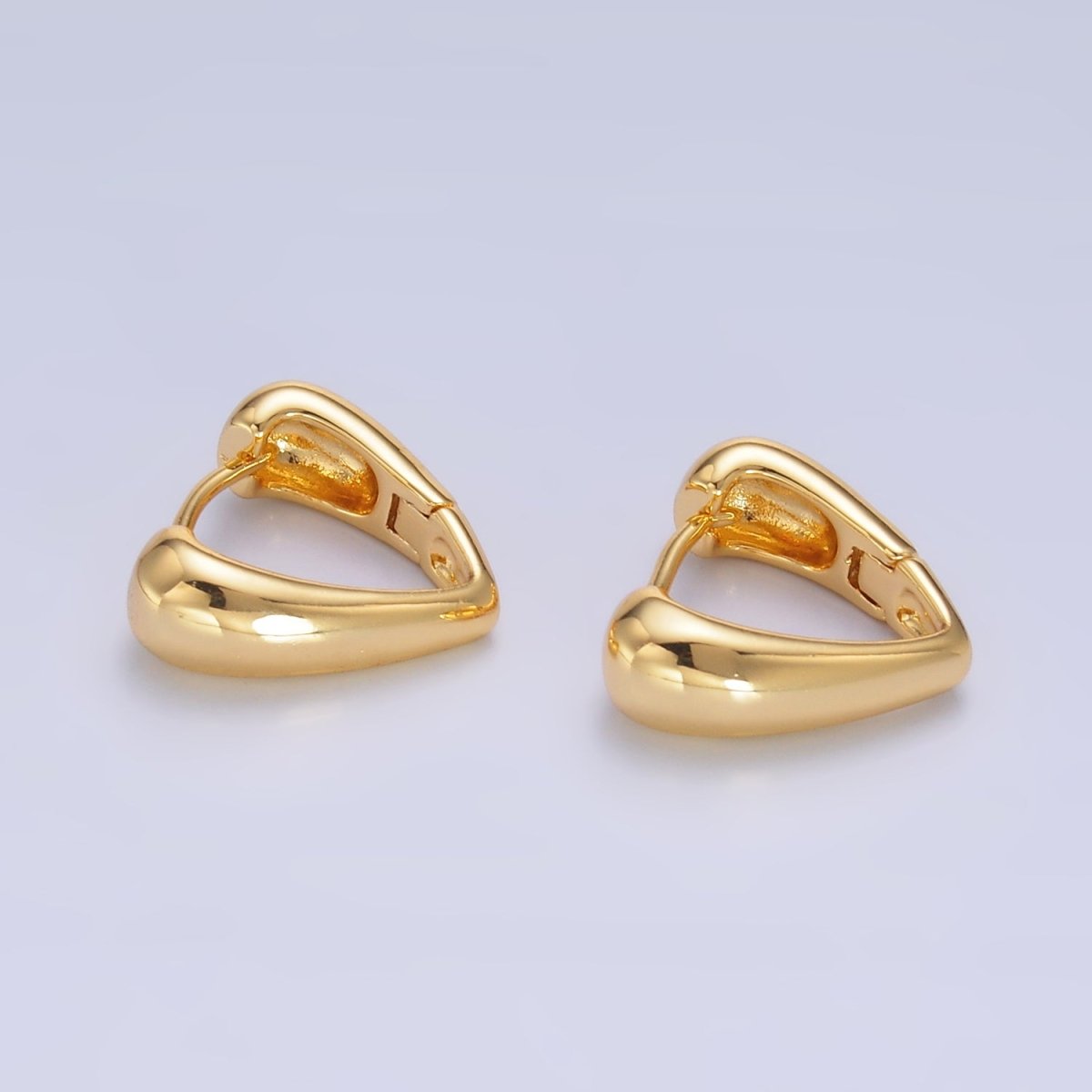 24K Gold Filled 15mm Minimalist Band Triangle Cartilage Huggie Earrings | AB737