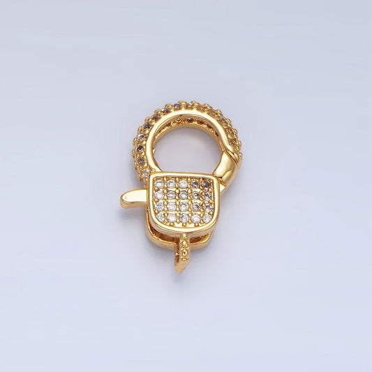 24K Gold Filled 17mm Micro Paved CZ Lobster Claw Clasps Findings | Z1007
