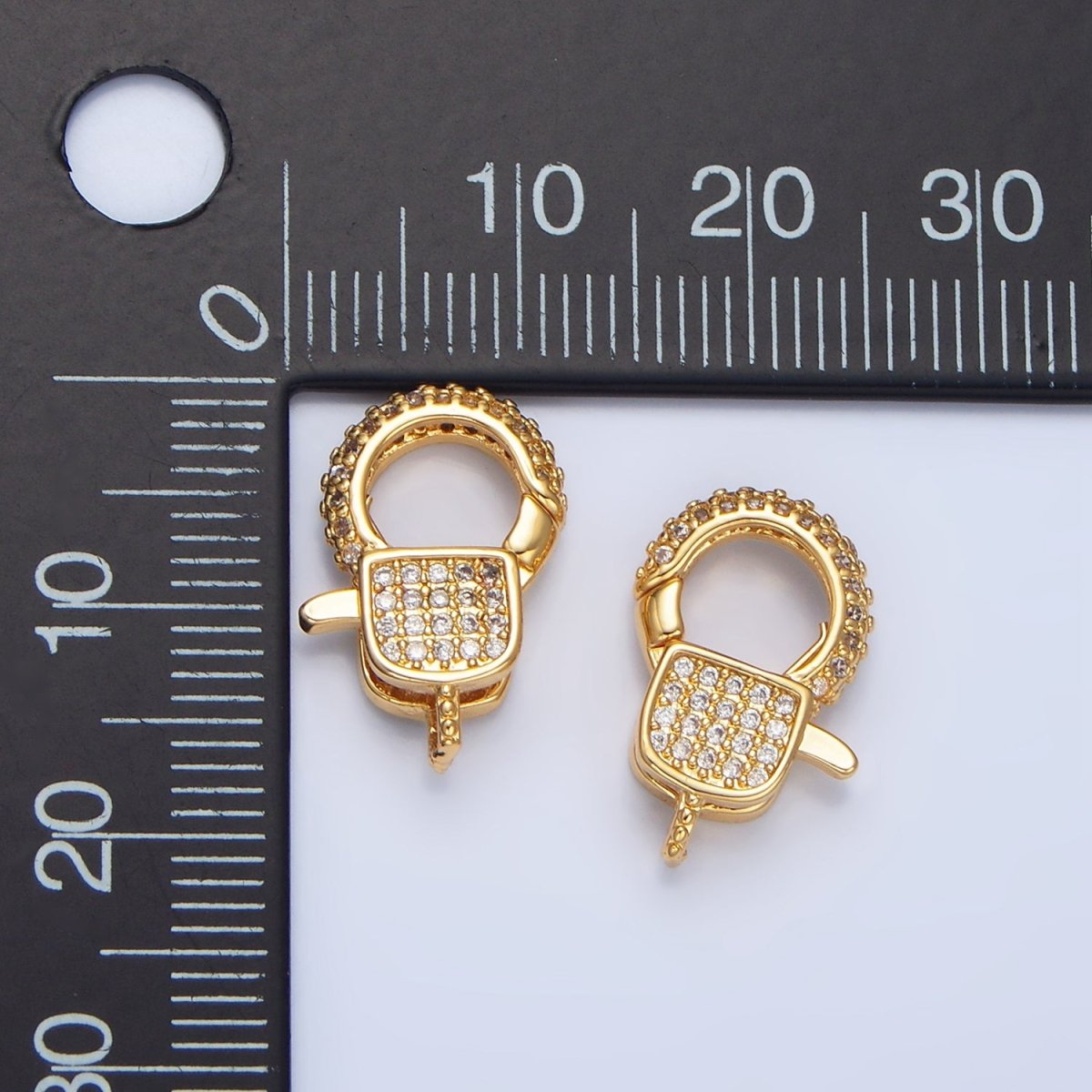 24K Gold Filled 17mm Micro Paved CZ Lobster Claw Clasps Findings | Z1007