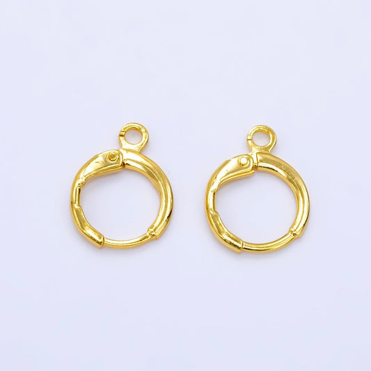 24K Gold Filled 17mm Minimalist Huggie Open Loop Drop Huggie Earring Findings | Z785